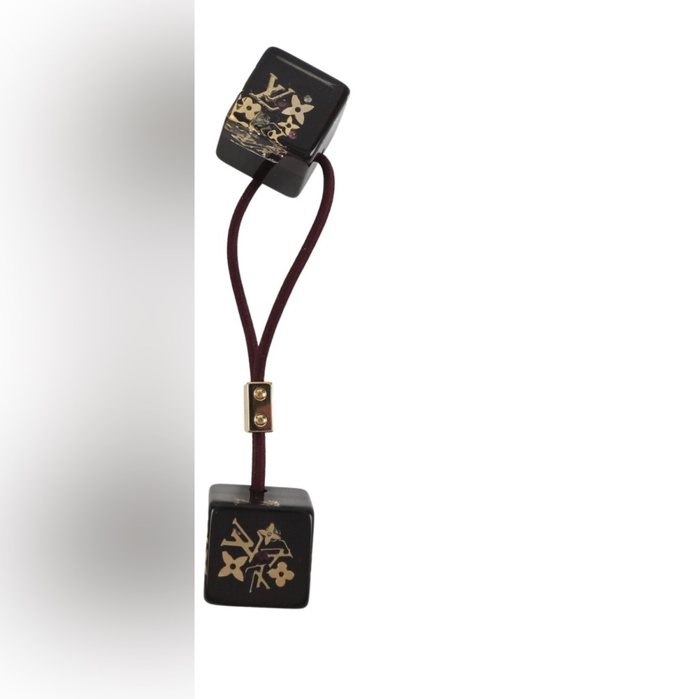 Authentic Louis Vuitton cube elastic hair tie black resin